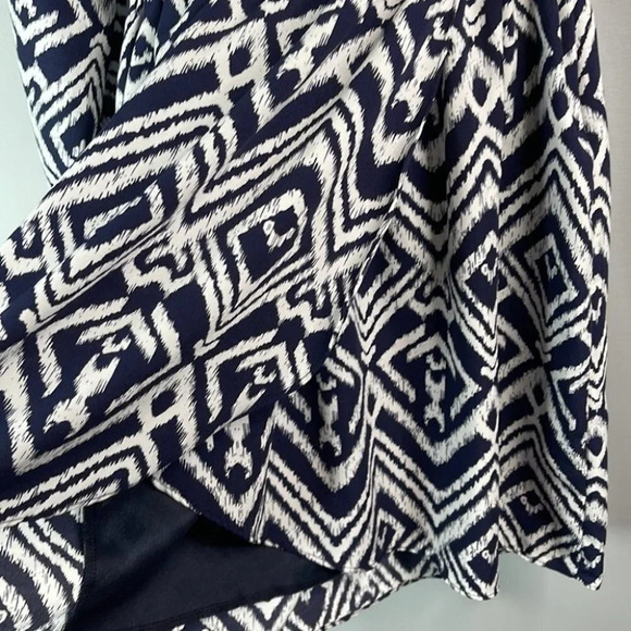 HONEY BELLE Print Crossover Mini Dress Navy Print V-neck Long Sleeve Boho Size S - Picture 6 of 12